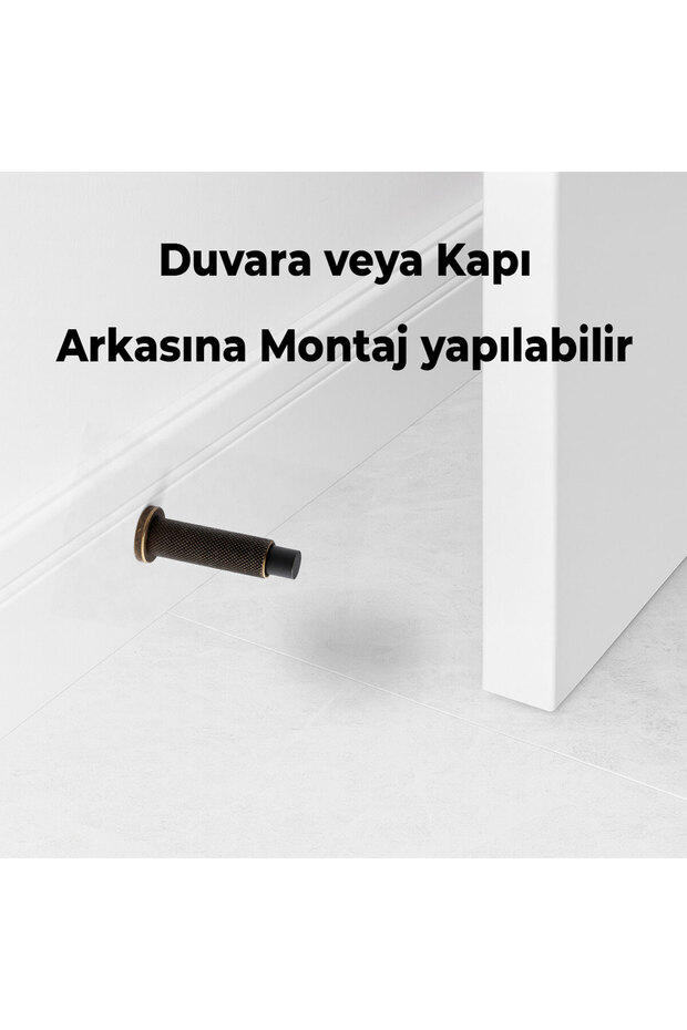 Kapı Stoperi Tamponu Antik Sarı Vidalı Metal Tutacağı Tutucu Kapı Arkası Duvar Kolu Stopu Takozu - 2