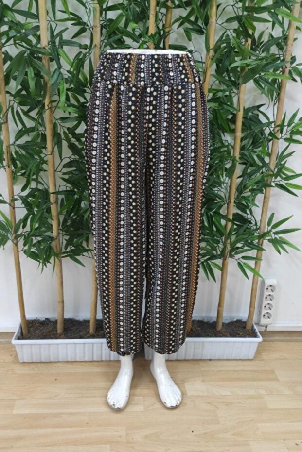 بنطلون متدلي منقوش بخصر مرتفع - منقوش - 4