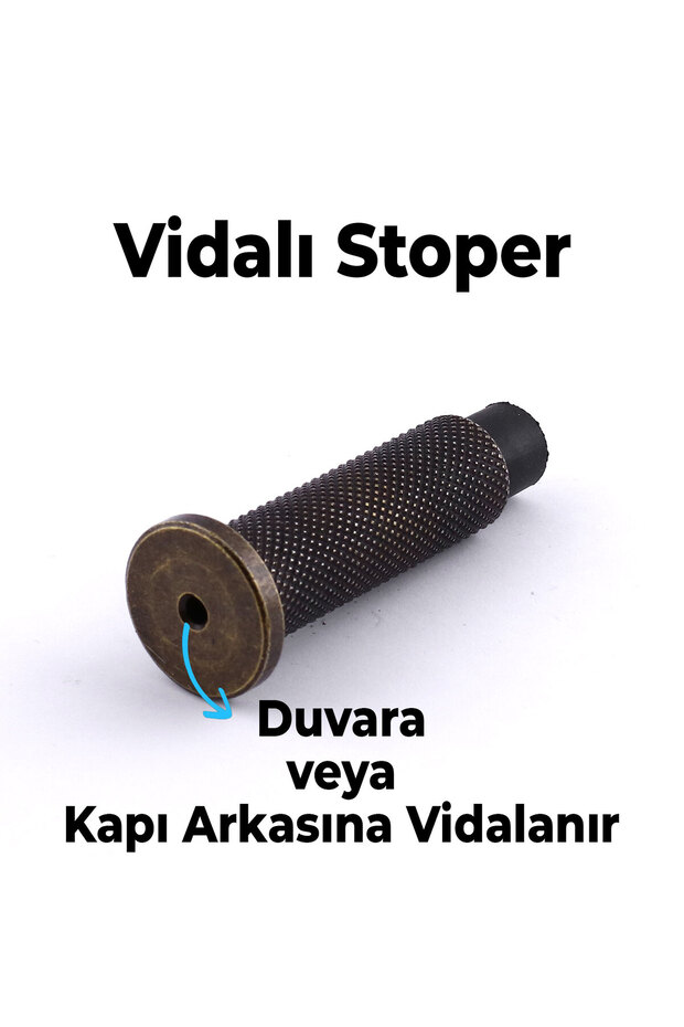 Kapı Stoperi Tamponu Antik Sarı Vidalı Metal Tutacağı Tutucu Kapı Arkası Duvar Kolu Stopu Takozu - 6