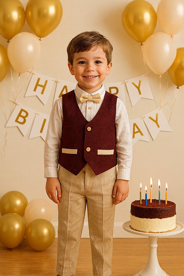 Erkek Çocuk Colored Yelekli Takım Elbise - 1