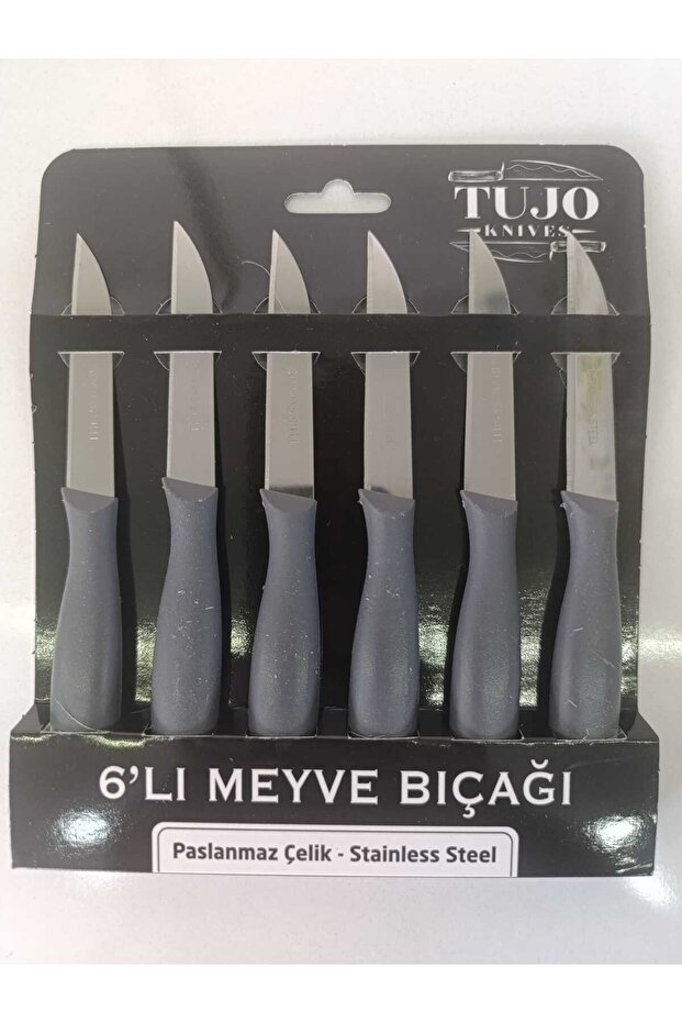 6 Pcs Fruit Vegetable Knife (Stainless Steel) Tujo Knife Gray Color