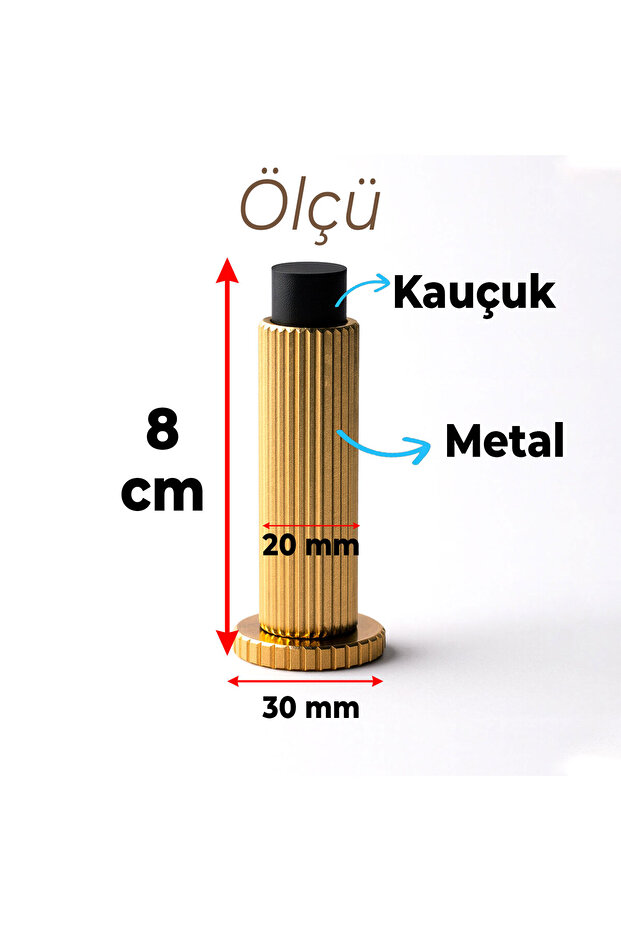Kapı Stoperi Tamponu Çizgili Altın Vidalı Metal Tutacağı Tutucu Kapı Arkası Duvar Kolu Stopu Takozu - 3