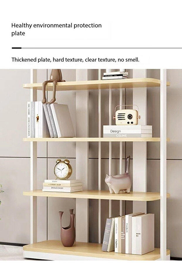 4-tier desktop bookshelf and display rack, space-saving floor standing design 100x35x200 cm - 3