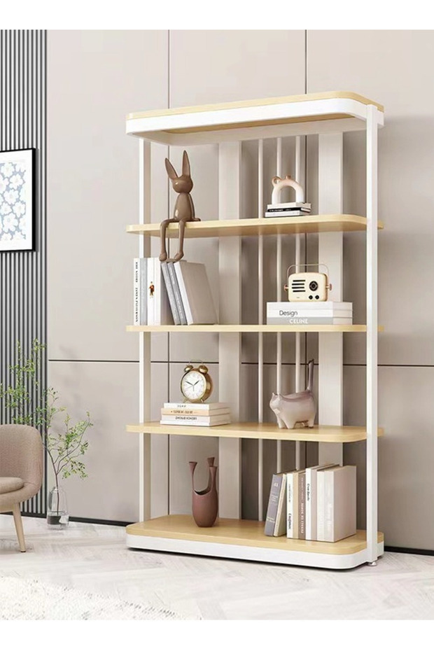 4-tier desktop bookshelf and display rack, space-saving floor standing design 100x35x200 cm - 1
