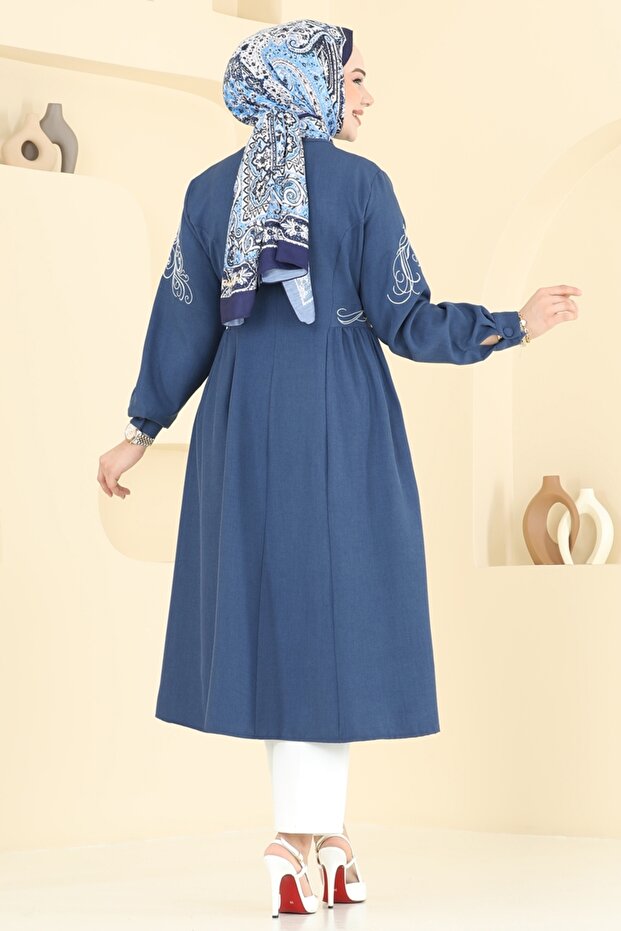 Nakış İşlemeli Tesettür Kap 2645SL432-MS İndigo - 5