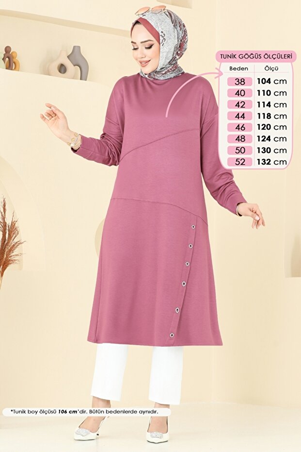 Zımba Detaylı Tunik 2698AYD574-MS Gül Kurusu - 2