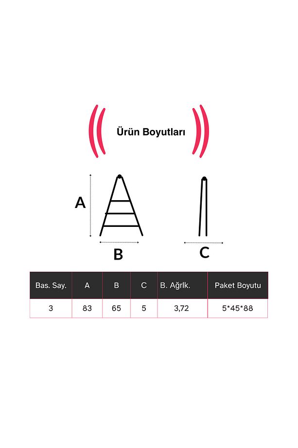Katlanır Şık Merdiven Bronz 3 Basamaklı - Alüminyum - Ev - Ofis Merdiveni - 8