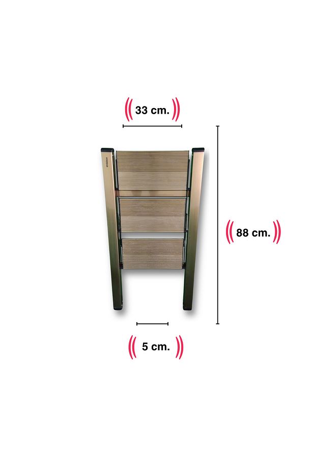 Katlanır Şık Merdiven Bronz 3 Basamaklı - Alüminyum - Ev - Ofis Merdiveni - 4