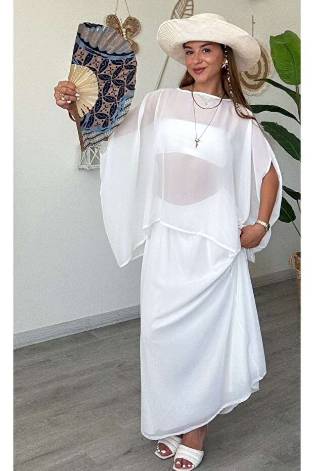 تنورة شيفون مبطنة بشكل مستقيم - 4