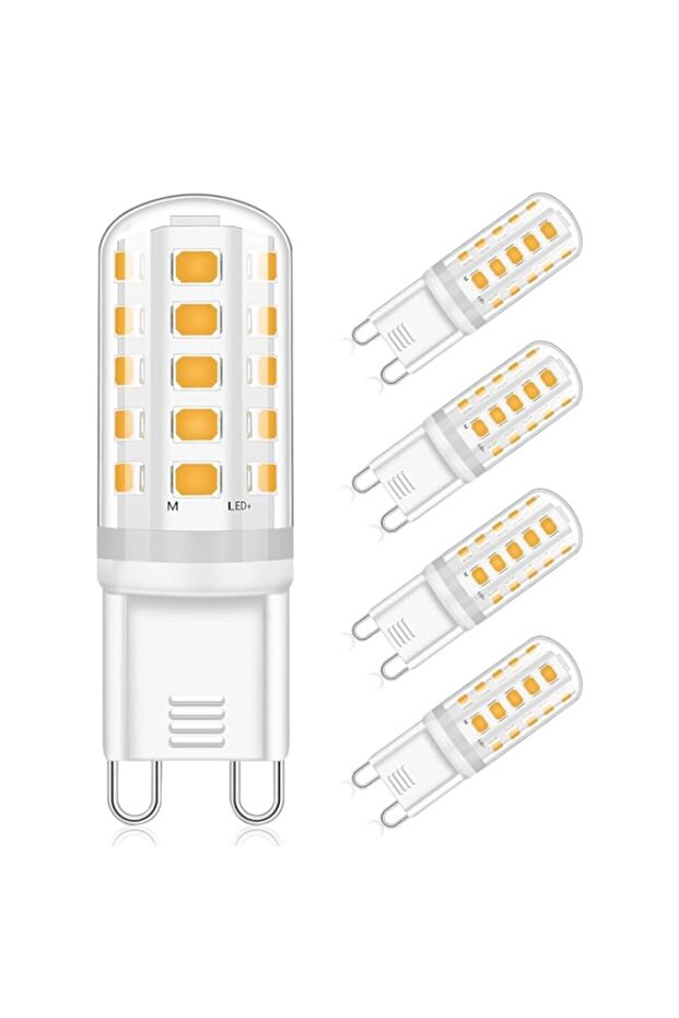 G9 LED Light Bulbs Warm White 3000K, 5W Equivalent 40W Halogen Bulb, Non-Dimmable, 360° Beam Angle, No Flicker G9 LED Lamps, AC 220-240V (5-Pack)