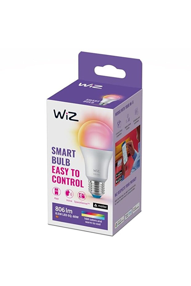 Wiz Colours & Tunable Whites A60 E27 60W Equivalent - Wifi + Bluetooth Smart Led Bulb - (Compatible With Alexa And Google Assistant)