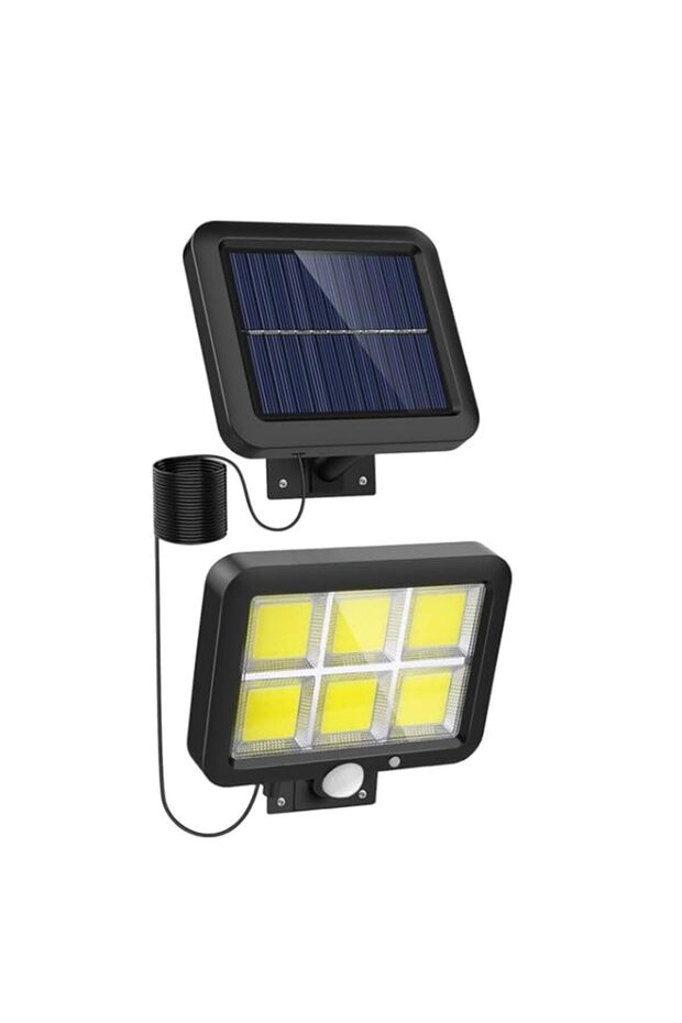 Solar Lights Outdoor Motion Sensor w/ 120 Bright COB LED, 16.4Ft Cable, 3 Lighting Modes, Adjustable Panels. Wired Solar Powered Lights for Indoor, Outside, Ceiling, Shed, Yard(5500K)