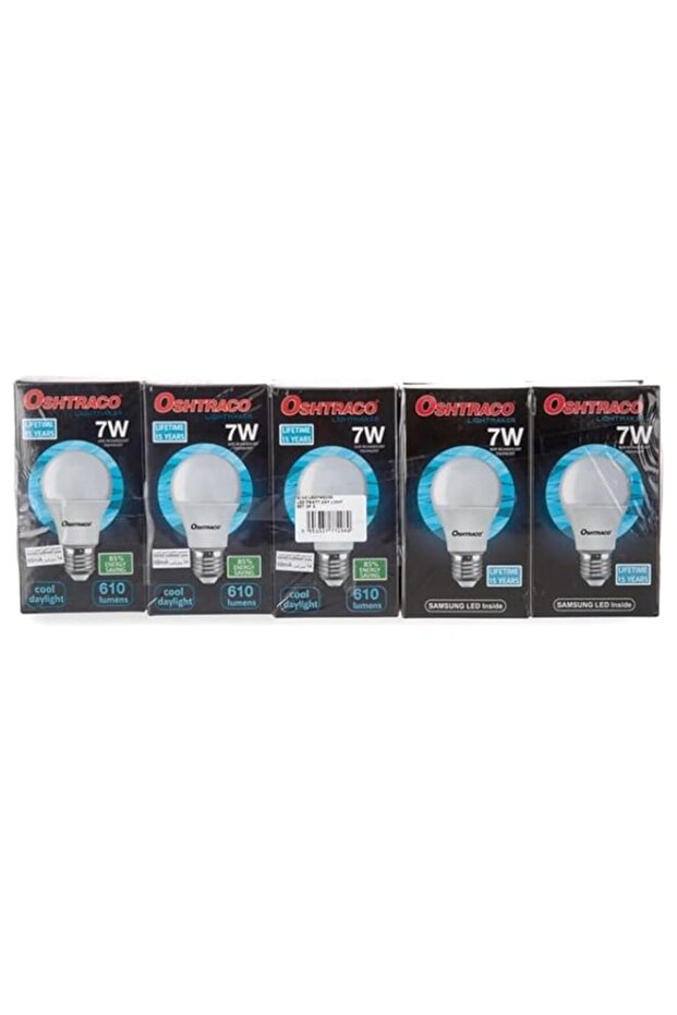 Oshtraco 7W E27 LED Lamp, 5-Pieces Set, Day Light