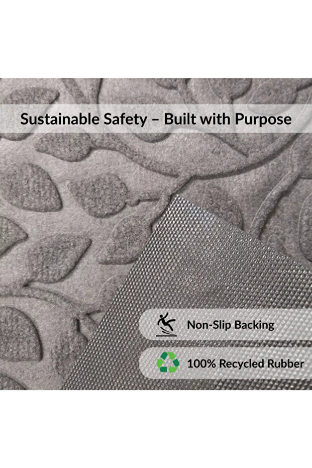 Feuillage Raised Leaf Pattern Rectangular Non-Slip Door Mat 45 x 75cm - 4