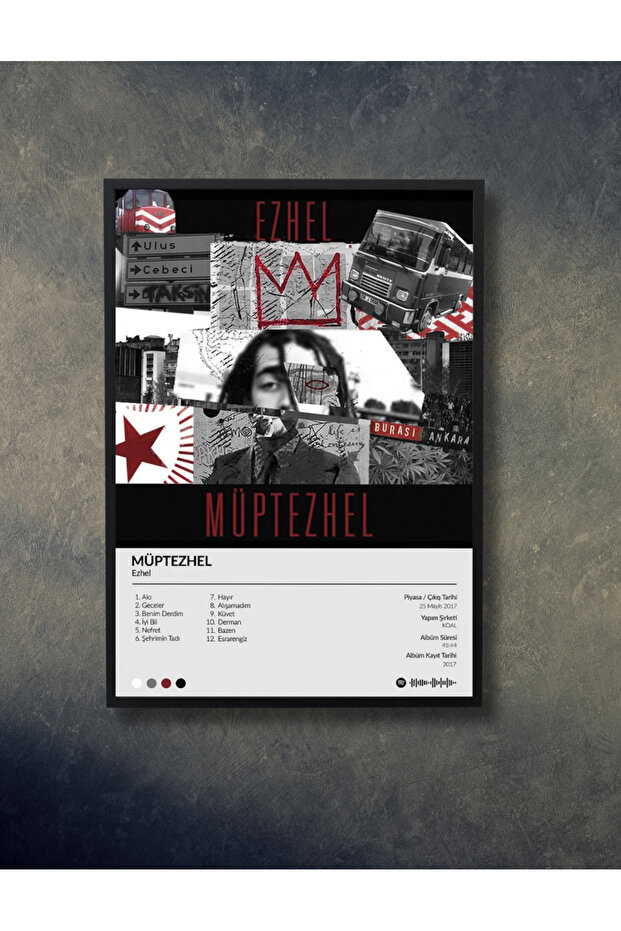 Black Frame Look Ezhel Müptezhel Album Cover Wall Decoration Mdf 20X30 cm Painting