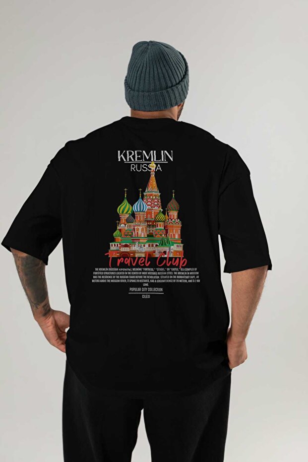 Kremlin Russia Back Printed Oversize T-Shirt Men Women Cotton Crewneck Tshirt