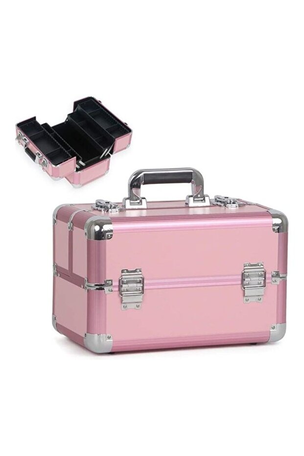 حقيبة مستحضرات تجميل صلبة عامة باللون الوردي - 1