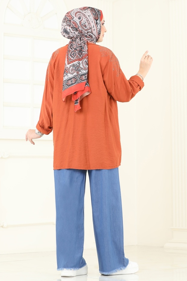 Paçası Püsküllü Kot Pantolon 9008LD1070-MS Kot - 4