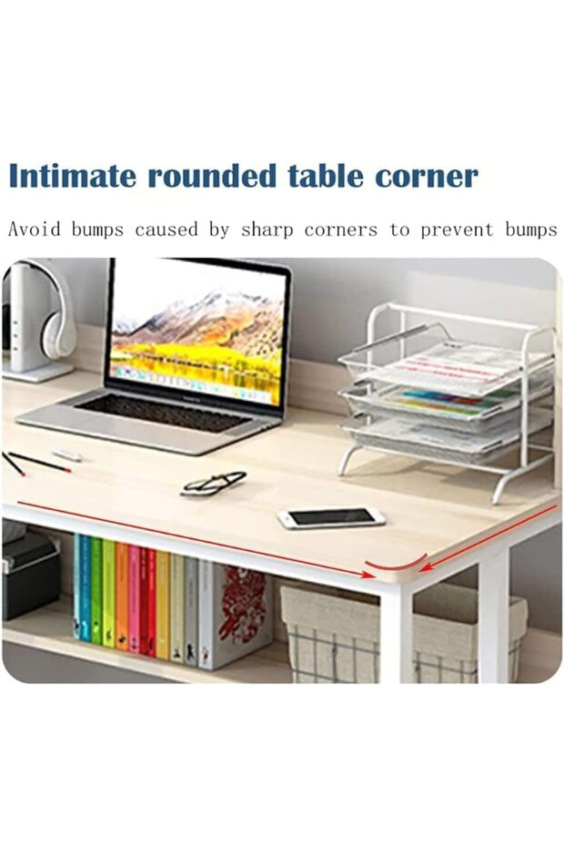 مكتب كمبيوتر مع رف كتب وطاولة دراسة - 5