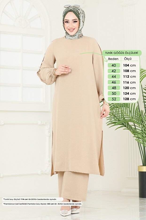 Apolet Düğmeli Tesettür Takım 371DVL817-MS Vizyon - 2