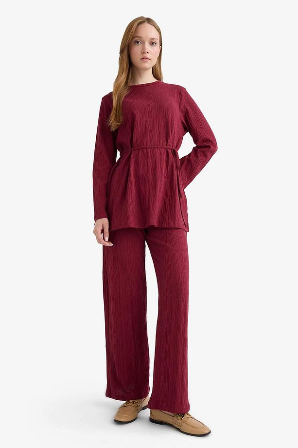 Regular Fit Bisiklet Yaka Bağlamalı Uzun Kollu Tunik F5369AX25AU - 2