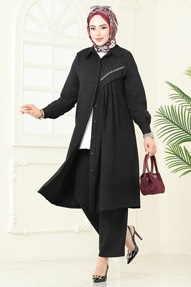 Taş Detaylı Sofia Takım 3128HBS856-MS Siyah - 1