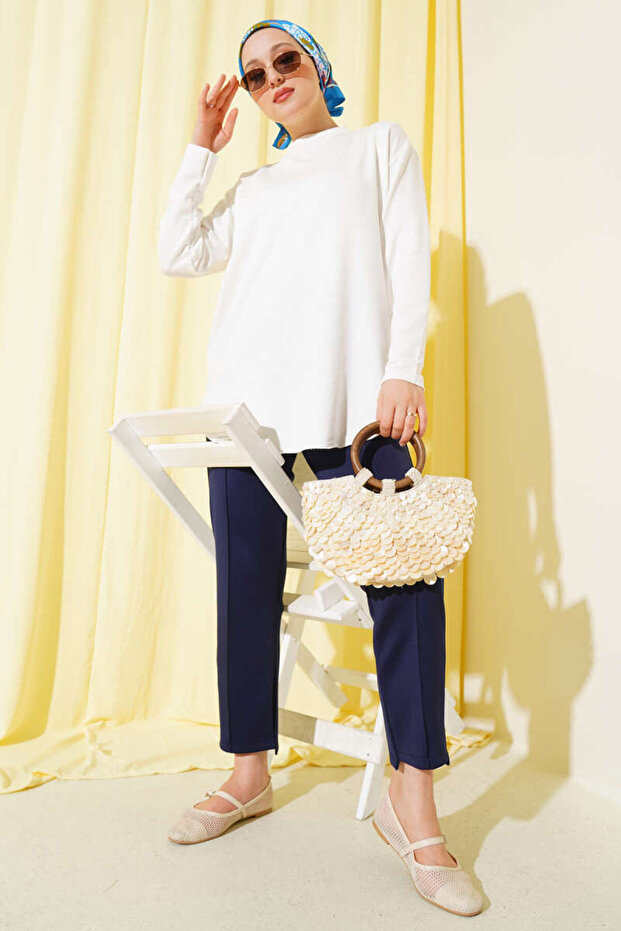 Basic Bottom Seamless Solid Color Long Sleeve Tunic - 2