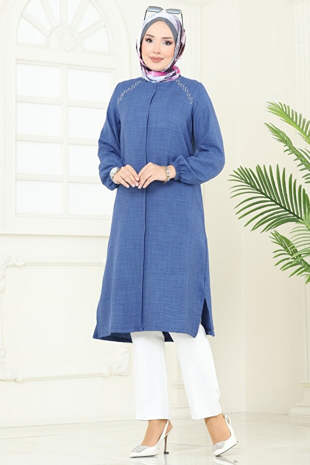 Omzu Taşlı Sofia Tunik 3124HBS856-MS İndigo - 3