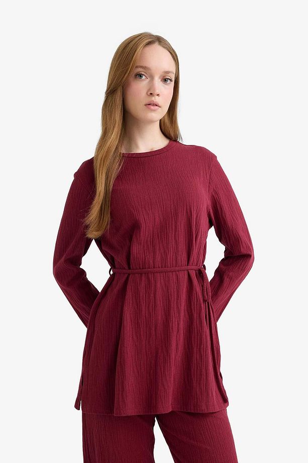 Regular Fit Bisiklet Yaka Bağlamalı Uzun Kollu Tunik F5369AX25AU - 4
