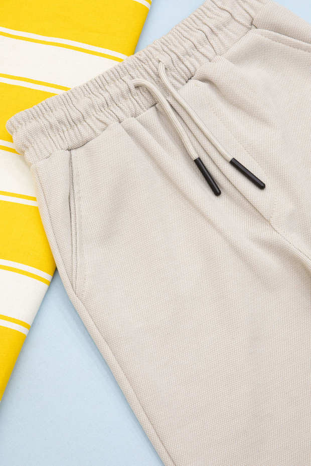 Krem Beli Lastikli Jogger Kumaş Basic Erkek Çocuk Şort 21159 - 2