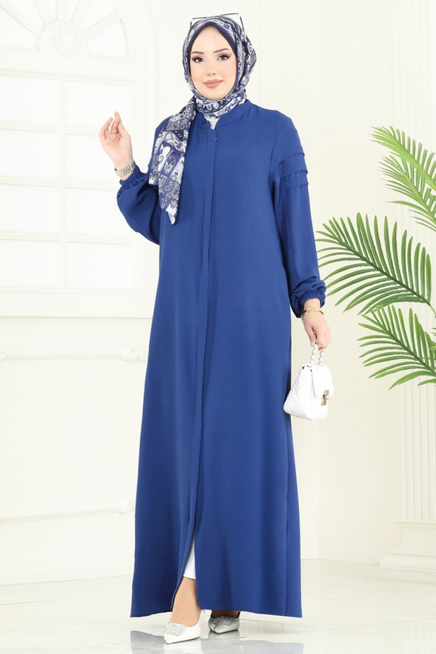 Gizli Fermuarlı Pardesü Ferace 390DVL817-MS İndigo - 3
