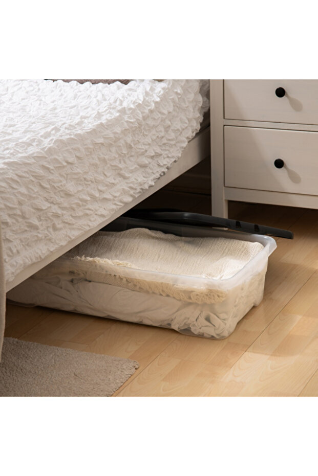 صندوق تخزين قابل للتكديس أسفل السرير مع غطاء سعة 42 لترًا - 4