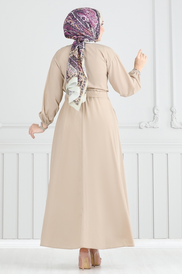 Beli Lastikli Tesettür Elbise 805OZN1046-MS Vizyon - 5
