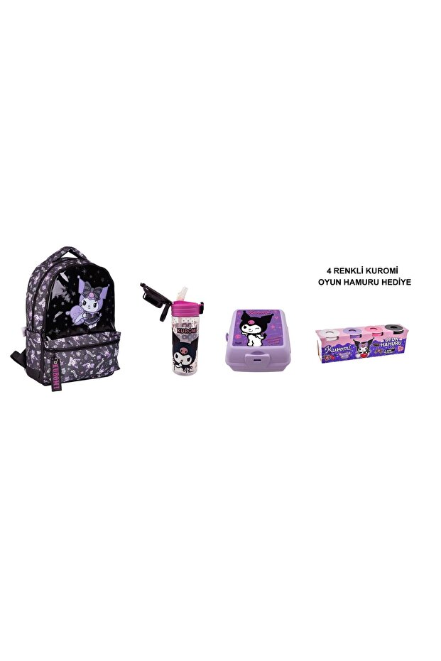 School Bag, Lunch Box and Water Bottle (Kuromi Play Dough with Gift)
