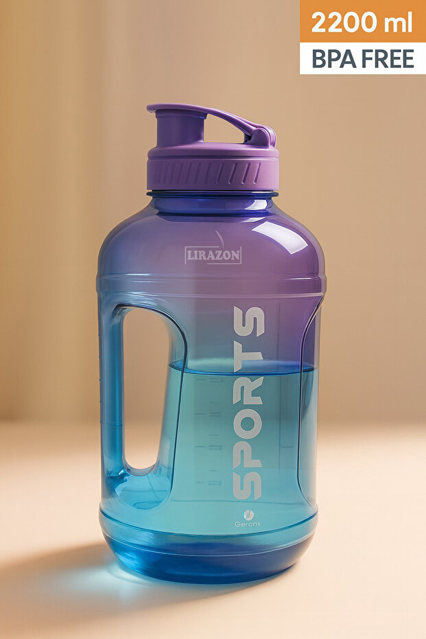 2200ml Water Bottle Double Color Motivational Flask Suitable for Detox Teas Bpa Free