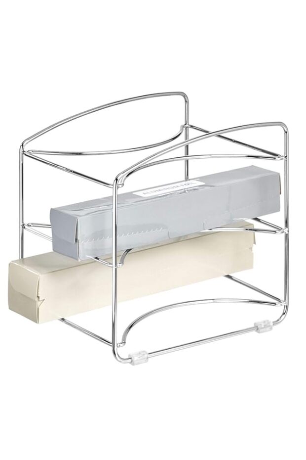 Idesign Classico Kitchen Organizer Rack For Aluminum Foil, Sandwich Bags, Plastic Wrap - 3 Shelves, Chrome