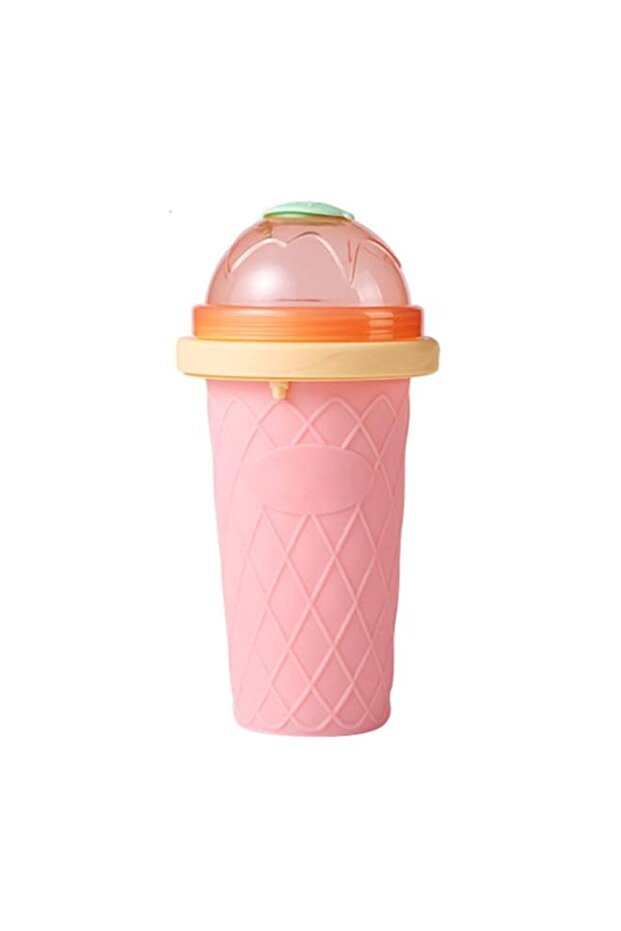 Freeze Drinks Cup, DIY Homemade Smoothie Cups Squeeze Cup Slushy Maker Double Layer Juice Ice Cream Cup for Children Fast Cooling,B