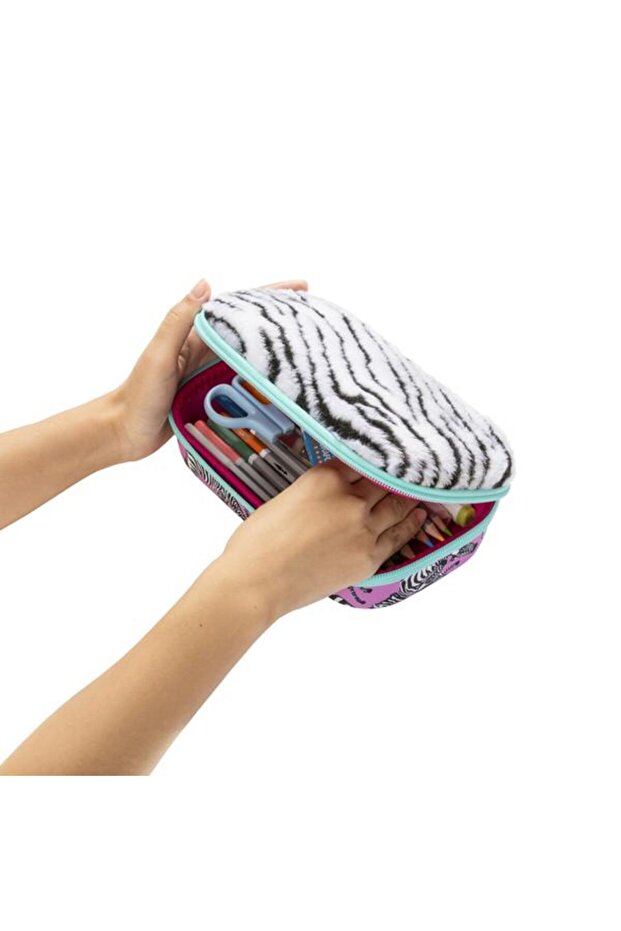 Fur Pencil Case, Zebra - 2