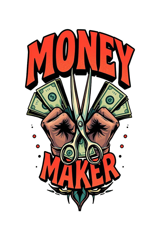 Money Maker Scissors Sticker Car, Motorcycle, Helmet, Laptop, Windshield Sticker 13X8 cm