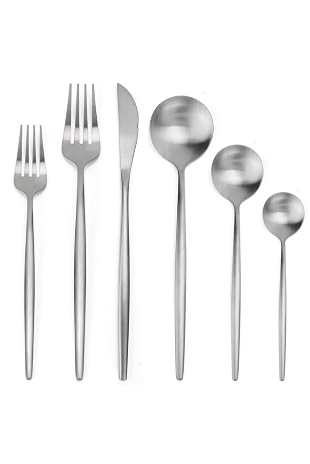 Modern Matte Silver Silverware Set, 12-Piece Stainless Steel Flatware Set, Tableware Cutlery Set Service for 2, Kitchen Utensil Set for Home, Restaurant(Matte Silver-12PCS)