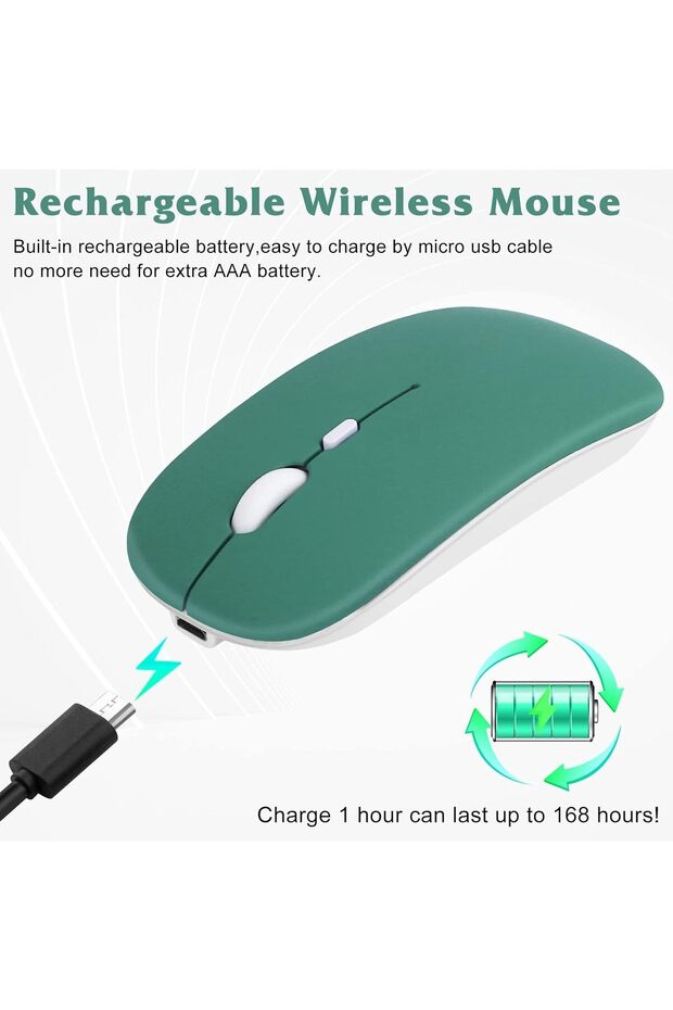 Kablosuz Klavye Mouse Seti, Bluetooth ve 2.4GHz, Sessiz Tuşlar, Windows Mac Android iOS Uyumlu MİNT - 5