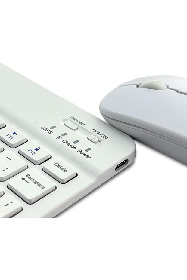 Kablosuz Klavye Mouse Seti, Bluetooth ve 2.4GHz, Sessiz Tuşlar, Windows Mac Android iOS Uyumlu Beyaz - 7