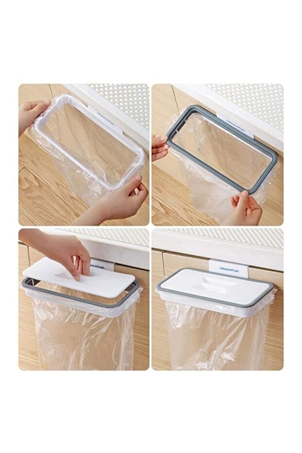 Attach A Trash Cupboard Door Back Trash Rack Storage Garbage Bag Holder Hanging Kitchen Cabinet Hanging Trash Rack kitchen Tools