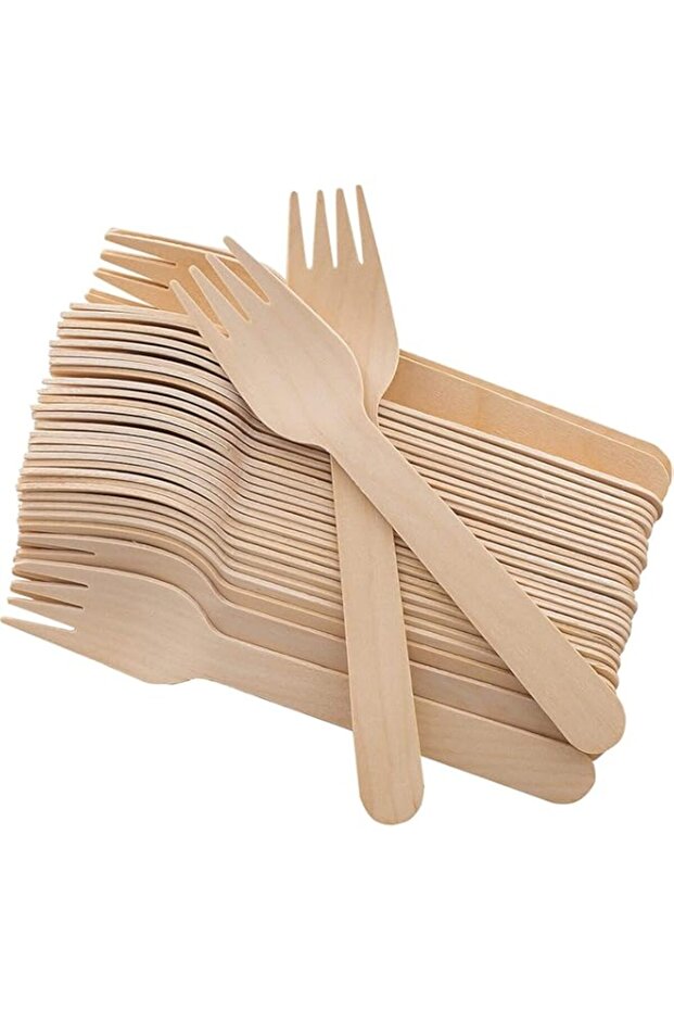 Wood Cutlery Dessert Fork Natural Alternative to Plastic, Disposable Fork Set [16cm - Pack of 50 Pcs]