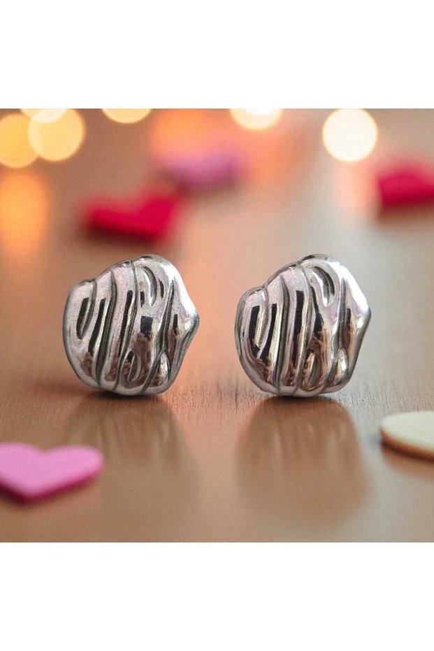 Vintage Wrinkled Model Steel Earrings
