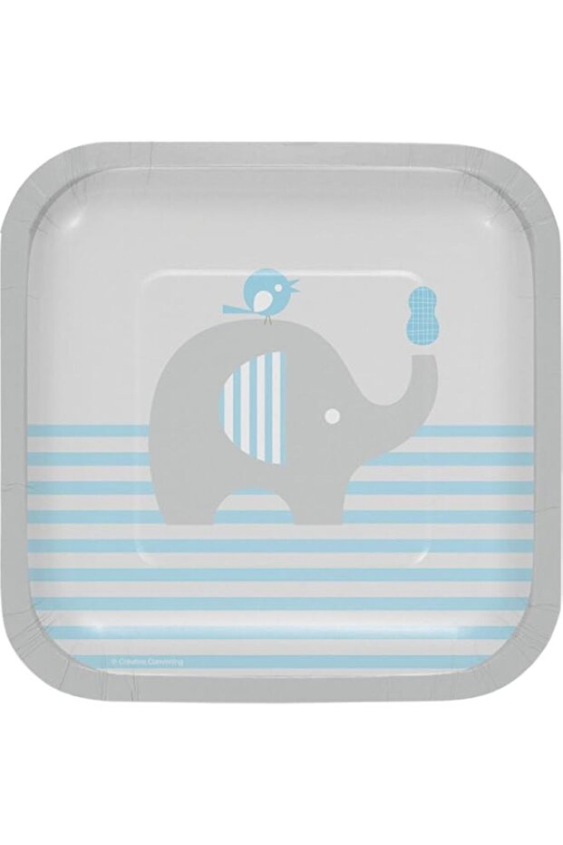 Creative Converting Little Peanut-Boy Square Paper Dessert Plates (8 Count), 7" - 1