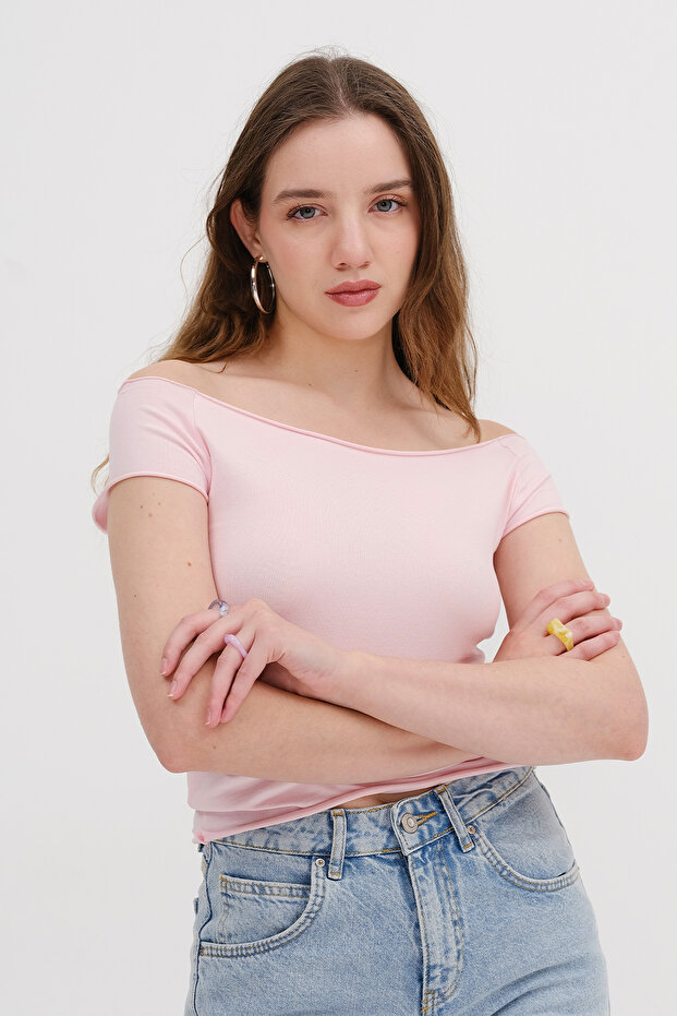 Kayık Yaka Basic T-shirt P1792 - 6