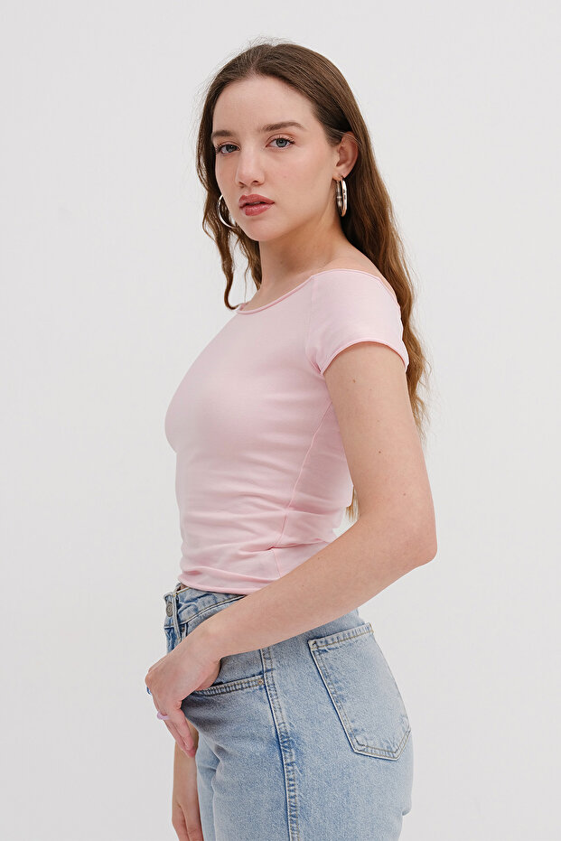 Kayık Yaka Basic T-shirt P1792 - 4