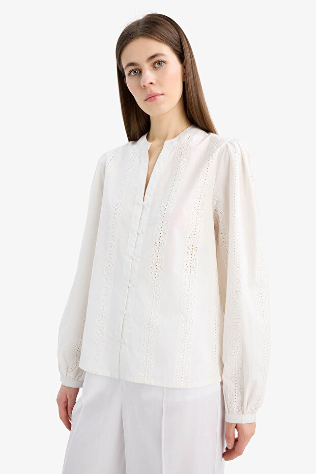 Beyaz Kadın Gömlek E6531AX/WT34 - 4