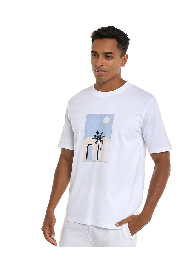 Printed T-Shirt with Crew Neck and Short Sleeves